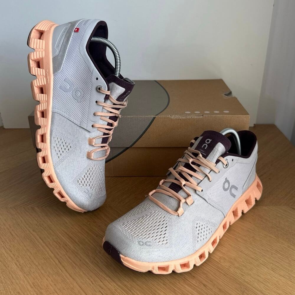On Cloud X Silver/ Almond Women Running Sneakers - SZ 8